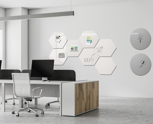 Chameleon whiteboards shapes round six-square concept